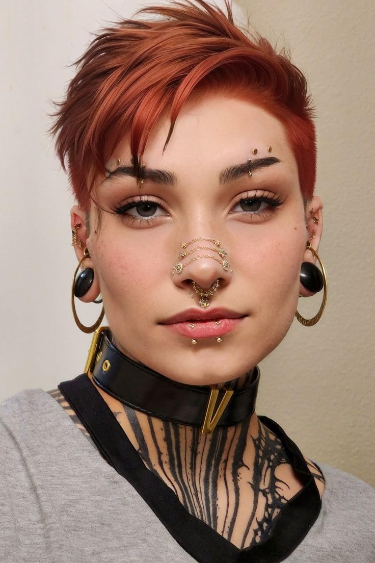 AccGin Store 20G Nose Rings Studs with Chain Piercing Across Double Nose Stud Nose Hoop Spike Heart Ball CZ Surgical Steel Nostril Piercing Jewelry for Women Men, Black Silver Gold - Image 5